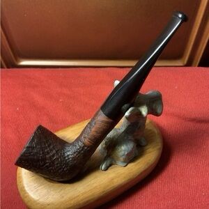 Crown “Castle” 1006 Sandblasted Straight Billiard Briar  Pipe with Black Stem